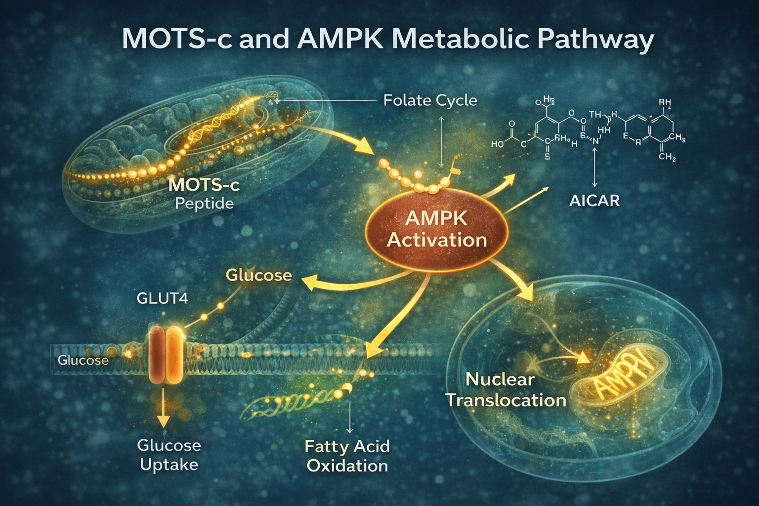 MOTS-c and AMPK signaling pathway diagram