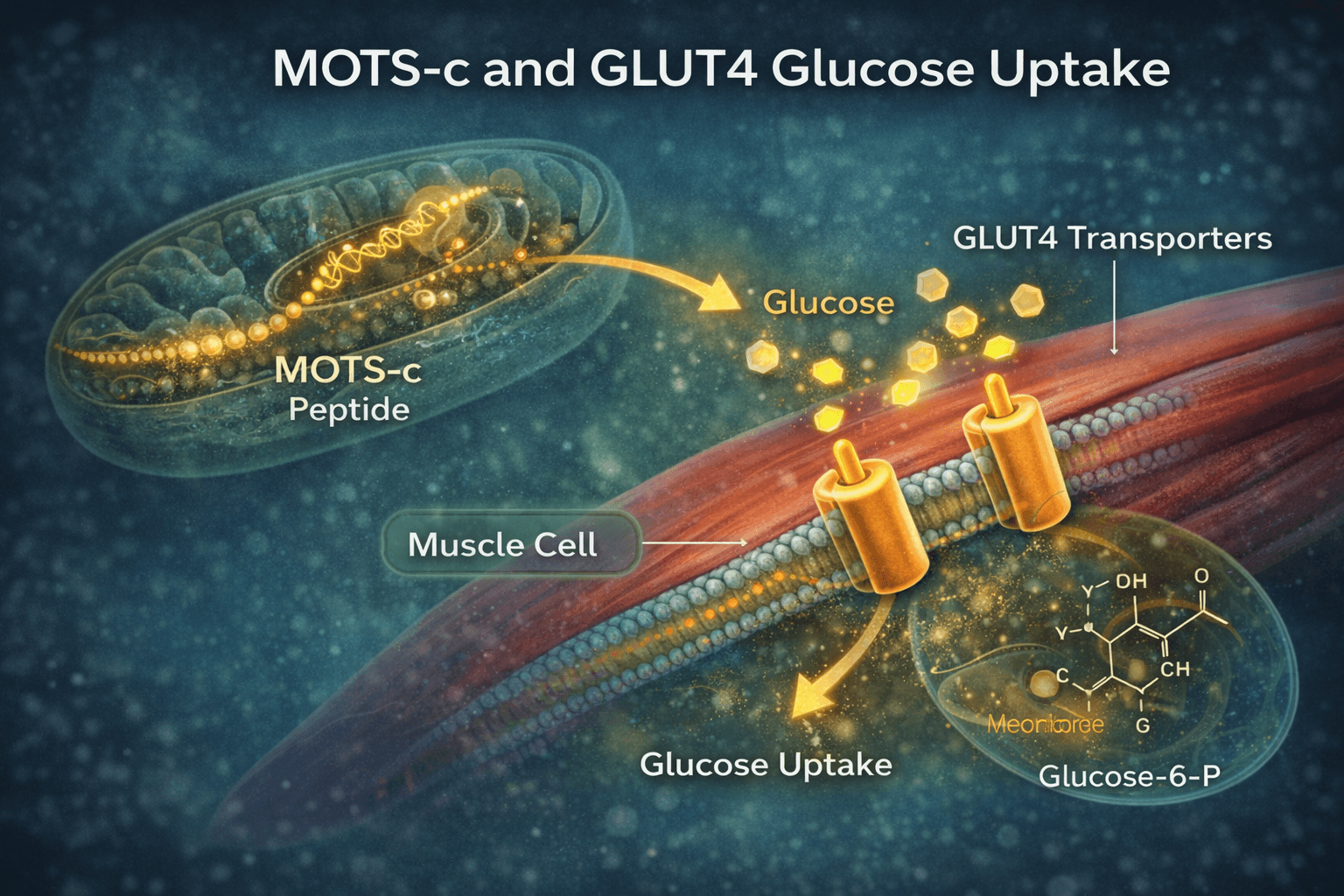 GLUT4 and glucose metabolism diagram for MOTS-c research