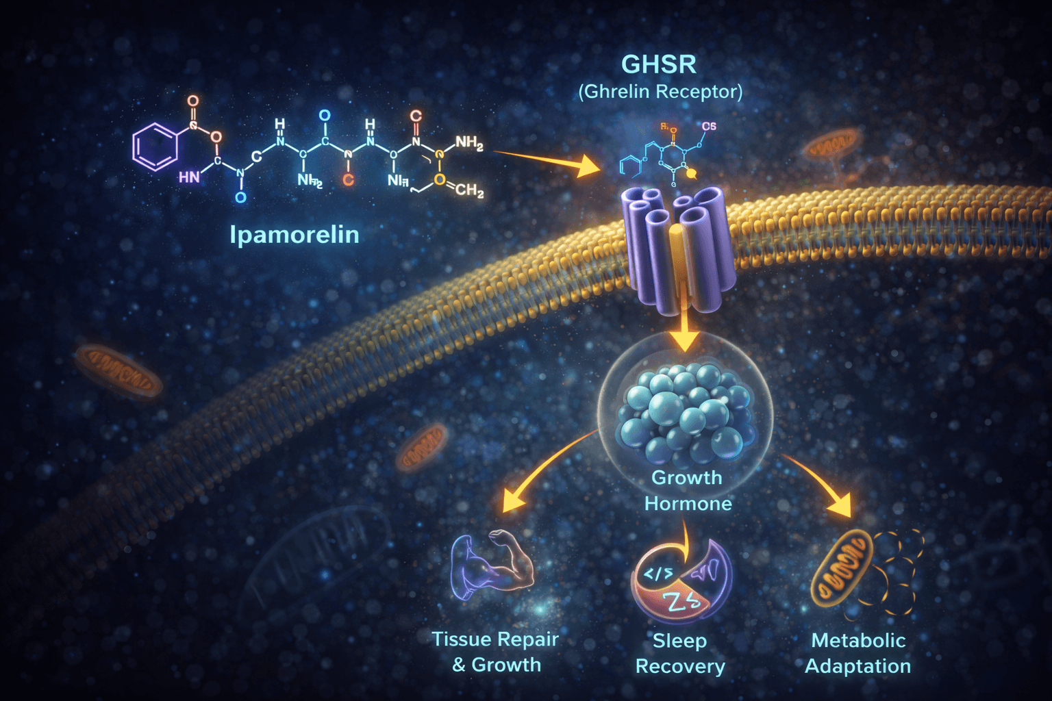 Ipamorelin endocrine pathway diagram